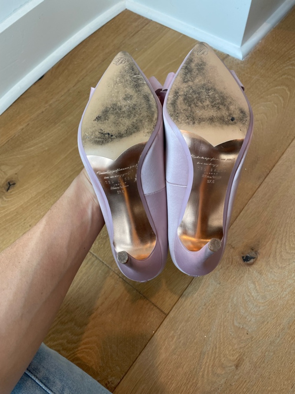 Ted Baker Blush Pink Satin Bow Pointed Toe Heels - Picture 7 of 9